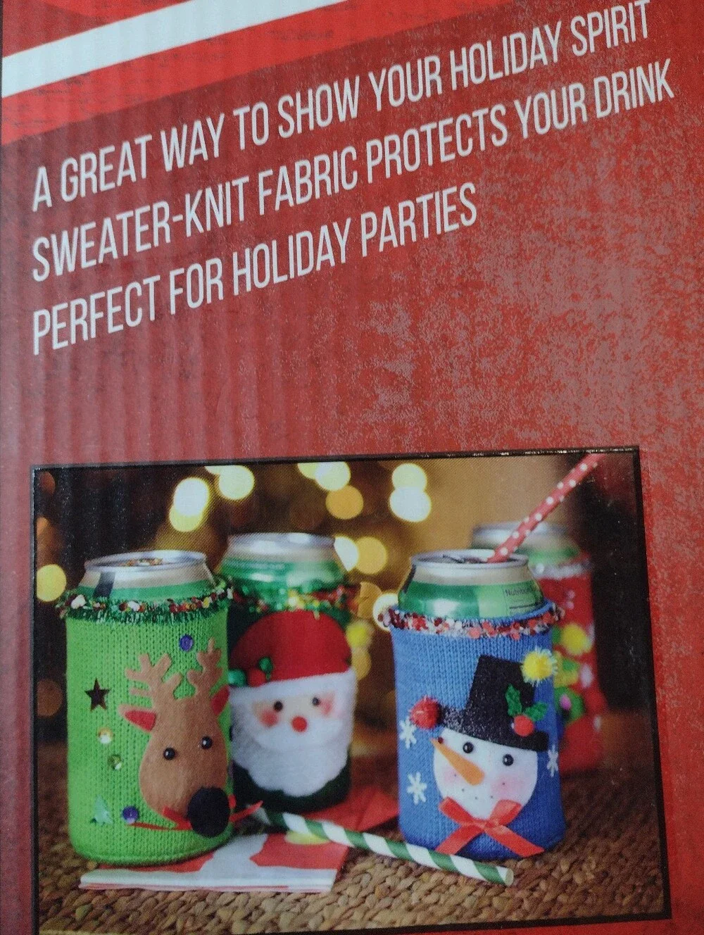 Game Time Red Green Blue Ugly Sweater Can Covers Holiday Set
